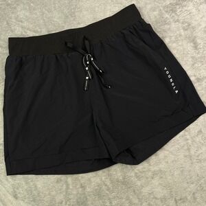 YoungLA Velocity Running Shorts Womens Medium Black Solid Drawstring Gym W104